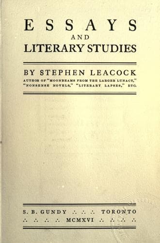 Tapa de Essays and literary studies