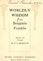 Tapa de Worldly wisdom from Benjamin Franklin