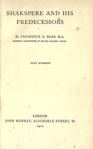 Tapa de Shakespeare and his predecessors