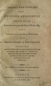 Tapa de Curious particulars and genuine anecdotes respecting the late Lord Chesterfield and David Hume, esq., with a parallel between these celebrated personages