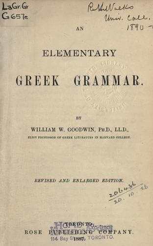 Tapa de An elementary Greek grammar.