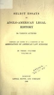 Tapa de Select essays in Anglo-American legal history