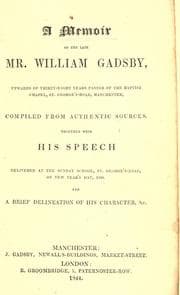 Tapa de A memoir of the late Mr. William Gadsby