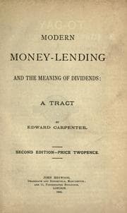 Tapa de Modern money-lending and the meaning of dividends