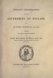 Tapa de Certaine considerations upon the government of England