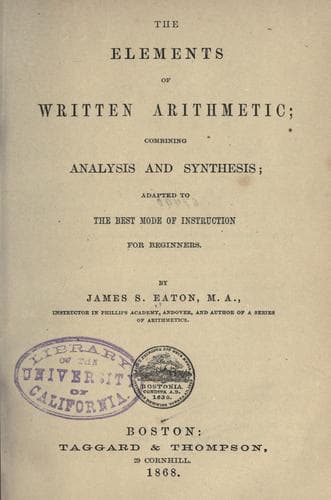 Tapa de The elements of written arithmetic