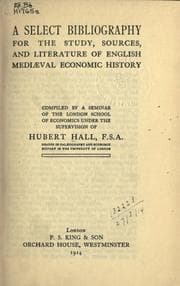 Tapa de A select bibliography for the study, sources, and literature of English mediaeval economic history