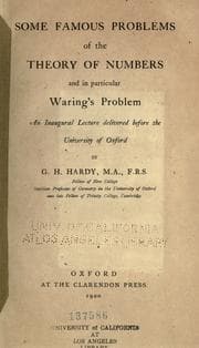 Tapa de Some famous problems of the theory of numbers and in particular Waring's problem