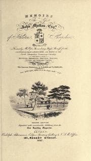 Tapa de Memoirs of the life of the late John Mytton, esq., of Halston