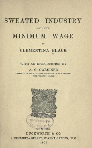 Tapa de Sweated industry and the minimum wage.