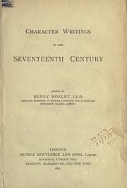 Tapa de Character Writings Of The Seventeenth Century