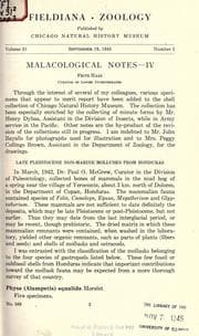 Tapa de Malacological notes, IV