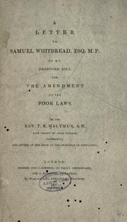 Tapa de A letter to Samuel Whitbread ... on his proposed bill for the amendment of the poor laws