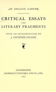 Tapa de Critical essays and literary fragments