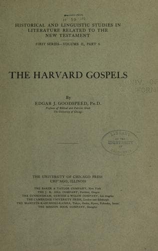 Tapa de The Harvard Gospels