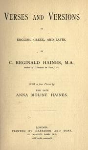 Tapa de Verses and versions in English, Greek and Latin