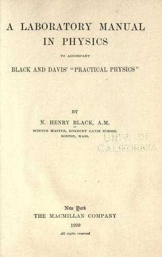 Tapa de A laboratory manual in physics