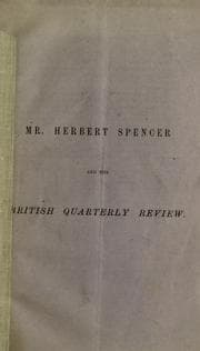 Tapa de Mr. Herbert Spencer and the British Quarterly Review