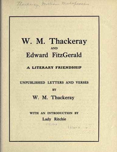 Tapa de W.M. Thackeray and Edward FitzGerald