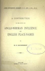 Tapa de A contribution to the study of Anglo-Norman influence on English place-names