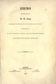 Tapa de Everyman, reprinted by W.W. Greg, from the fragments of two editions by Pynson preserved in the bodleian library and the British museum, together with critical apparatus