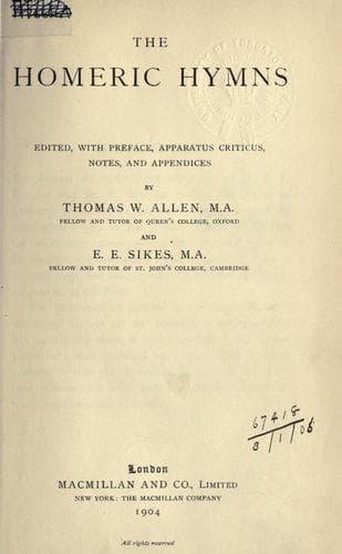 Tapa de The Homeric hymns