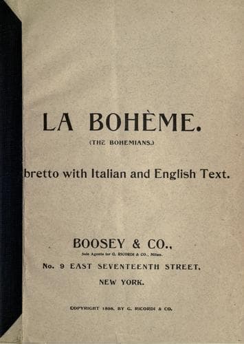 Tapa de La Bohème, 4 acts.