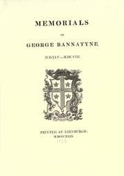 Tapa de Memorials of George Bannatyne, 1545-1608