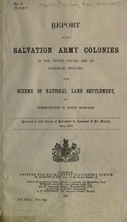 Tapa de Report on the Salvation Army colonies in the United States and at Hadleigh, England