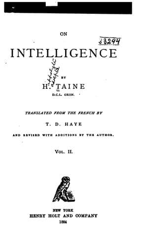 Tapa de De l'intelligence
