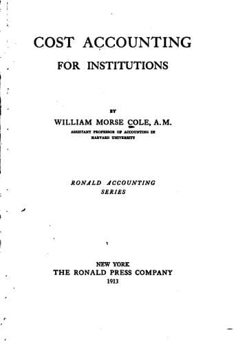 Tapa de Cost accounting for institutions