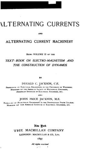 Tapa de Alternating currents and alternating current machinery