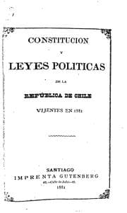 Tapa de Constitucion y leyes politicas de la República de Chile vijentes en 1881