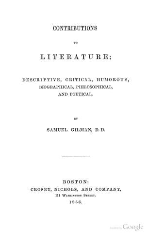 Tapa de Contributions to literature