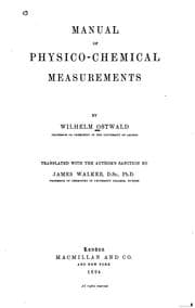 Tapa de Manual of physico-chemical measurements