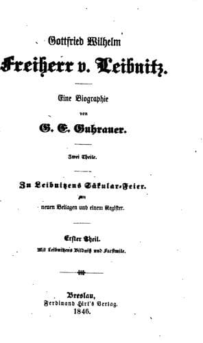 Tapa de Gottfried Wilhelm freiherr v. Leibnitz