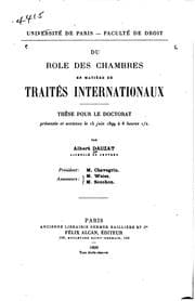 Tapa de Du rôle des chambres en matière de traités internationaux ..