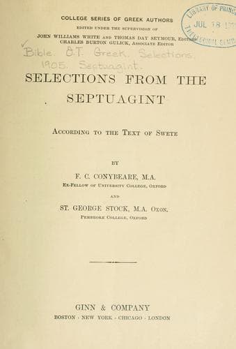 Tapa de Selections from the Septuagint