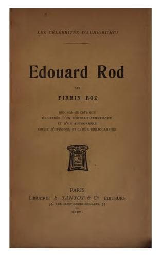 Tapa de Édouard Rod