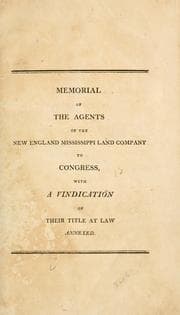 Tapa de Memorial of the agents of the New England Mississippi land company to Congress