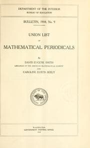 Tapa de Union list of mathematical periodicals