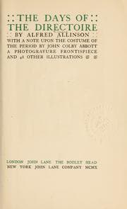 Tapa de The days of the Directoire