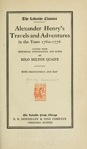 Tapa de Alexander Henry's travels and adventures in the years 1760-1776