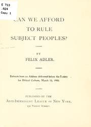 Tapa de Can we afford to rule subject peoples?
