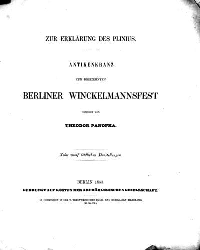 Tapa de Zur Erklärung des Plinius