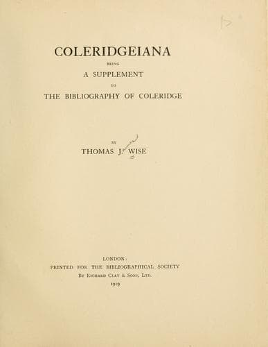 Tapa de Coleridgeiana