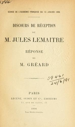 Tapa de Discours de réception de Jules Lemaître