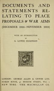 Tapa de Documents and statements relating to peace proposals & war aims (December 1916-November 1918)