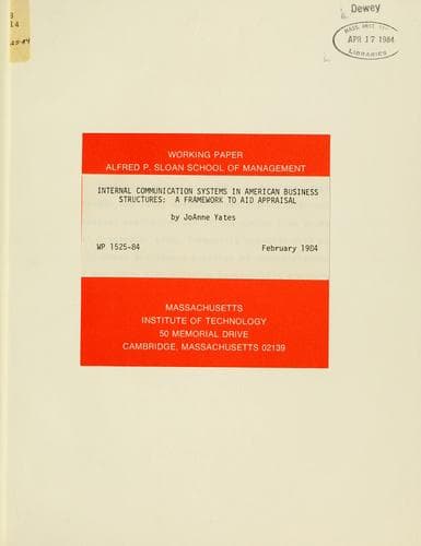 Tapa de Internal communication systems in American business structures