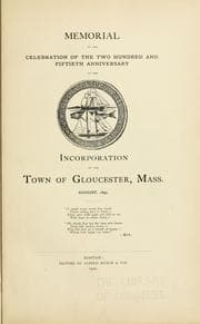 Tapa de Memorial of the celebration of the two hundred and fiftieth anniversary of the incorporation of the town of Gloucester, Mass.